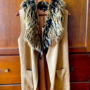 S-Twelve Faux Fur Suede Vest.  Brand new with tags.  Color Taupe. Size M/L.